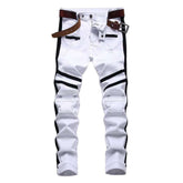Weiße Herrenjeans mit Bändern